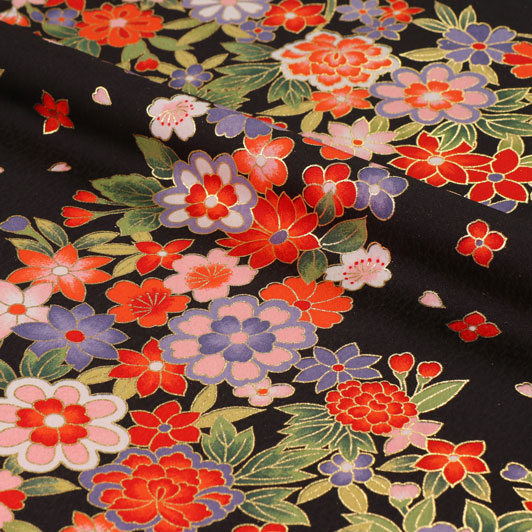 三越誂え 京友禅 助かり 水色系 檜扇 刺繍 金彩 藤原織物袋帯フルセット