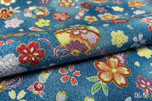 反物　京友禅　丹後ちりめん　伝統工芸品　黒　巾37.5cm 桜模様　手毬模様 反物 京友禅 丹後ちりめん 伝統工芸品 黒 巾37.5cm 桜模様 手毬模様