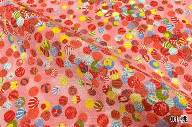 金彩ちりめん生地販売 小手毬柄の生地通販の都香庵