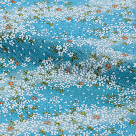 和柄 生地 京友禅 金彩ちりめん かすみ桜 (新橋) 10cm単位 切り売り