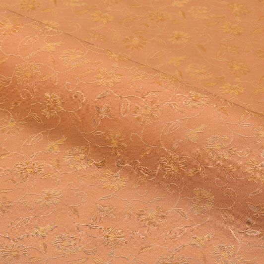 和柄 生地 京 緞子 桃色地草花唐草緞子 10cm単位 切り売り