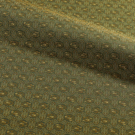 和柄 生地 貴船 緞子 飾り亀甲に龍 (抹茶) 10cm単位 切り売り