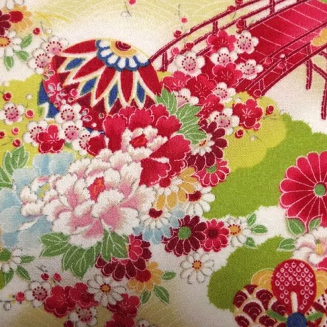 和柄 生地 京 一越ちりめん 茶屋辻 (全5色) 10cm単位 切り売り/04.うぐいす