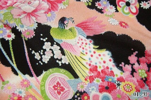 一越ちりめん販売 孔雀文柄の縮緬生地販売なら都香庵