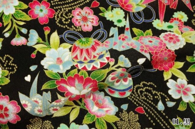 葡萄紫　撫子ひなげし　手染め 型染め　ちりめん地　未使用 一越ちりめん販売 鈴柄の縮緬通販なら都香庵