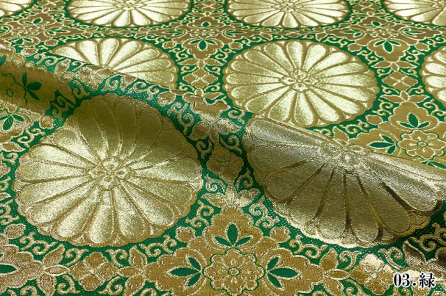 金襴生地販売 広幅 六釜十六菊 (全4色) 101cm巾 和柄生地通販
