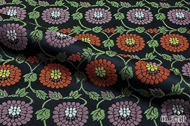 金襴生地販売 菊唐草囲い (全2色)柄の和柄生地通販なら都香庵