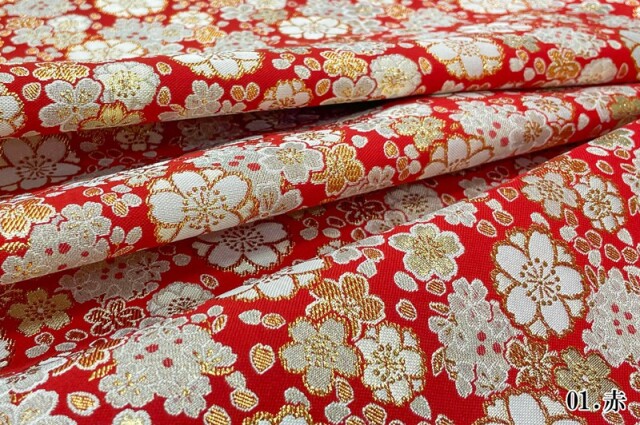 金襴生地販売 桜金彩 (全3色)柄の和柄生地通販なら都香庵