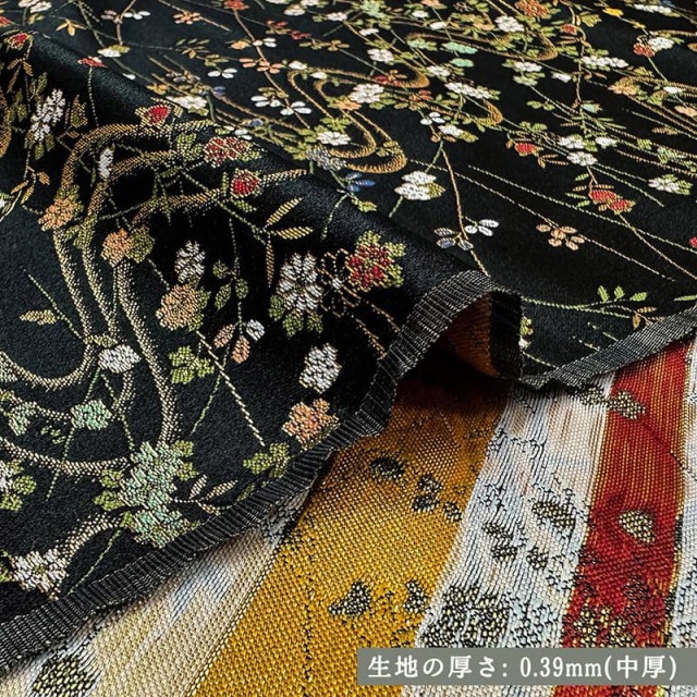 花霞流水文（黒）柄の生地販売なら都香庵