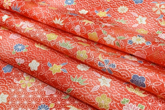 金彩ちりめん生地販売 花舞小紋 柄の生地通販の都香庵