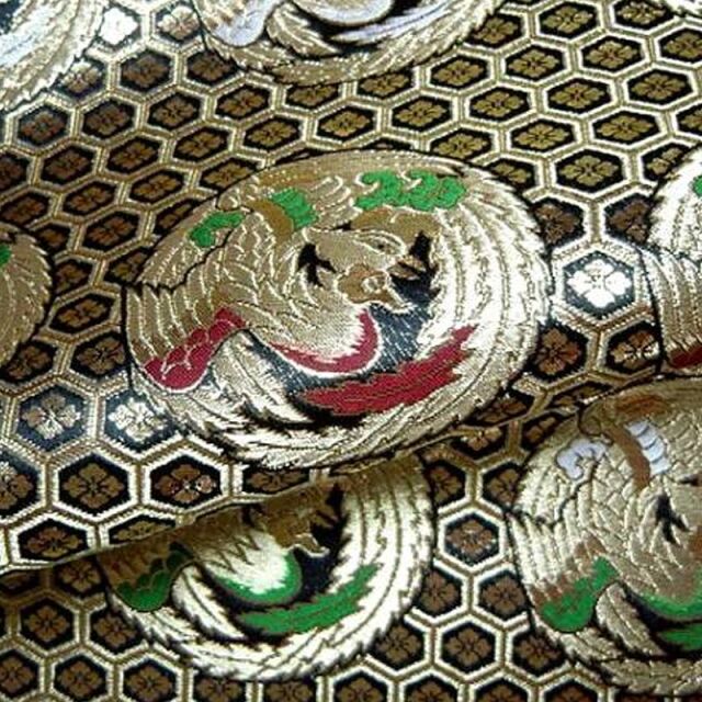 和柄 生地 京都西陣織・金襴生地 六釜鳳凰丸 (全2色) 10cm単位 切り売り
