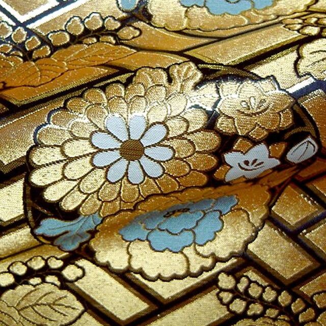 和柄 生地 京都西陣織・金襴生地 四釜花丸 (全2色) 10cm単位 切り売り