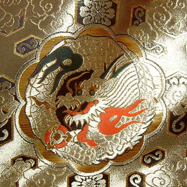 和柄生地 京都西陣織・金襴生地 四釜龍文 (全4色) 10cm単位 切り売り