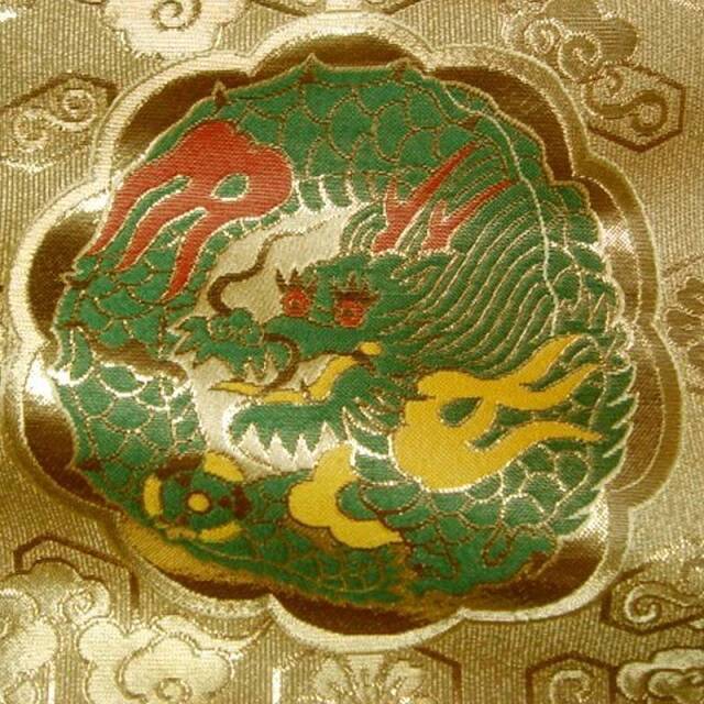 和柄生地 京都西陣織・金襴生地 四釜龍文 (全4色) 10cm単位 切り売り