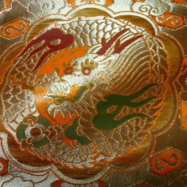 和柄生地 京都西陣織・金襴生地 四釜龍文 (全4色) 10cm単位 切り売り