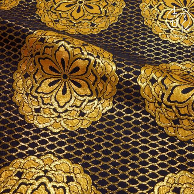 和柄 生地 金襴生地 京都 西陣織四釜網目地大華文 (全7色) 生地巾70cm×長さ33cm単位 切り売り パネル柄