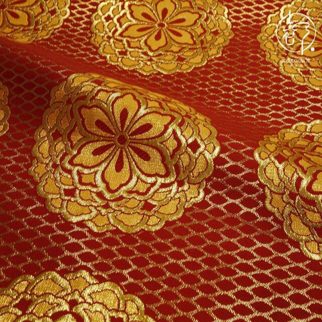 和柄 生地 金襴生地 京都 西陣織四釜網目地大華文 (全7色) 生地巾70cm×長さ33cm単位 切り売り パネル柄