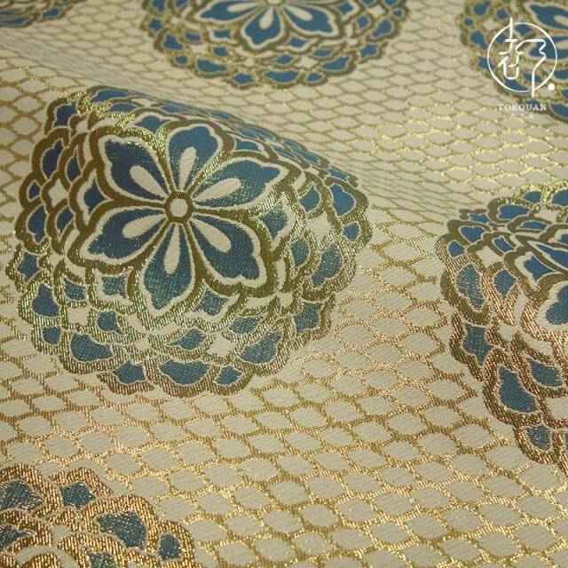 和柄 生地 金襴生地 京都 西陣織四釜網目地大華文 (全7色) 生地巾70cm×長さ33cm単位 切り売り パネル柄