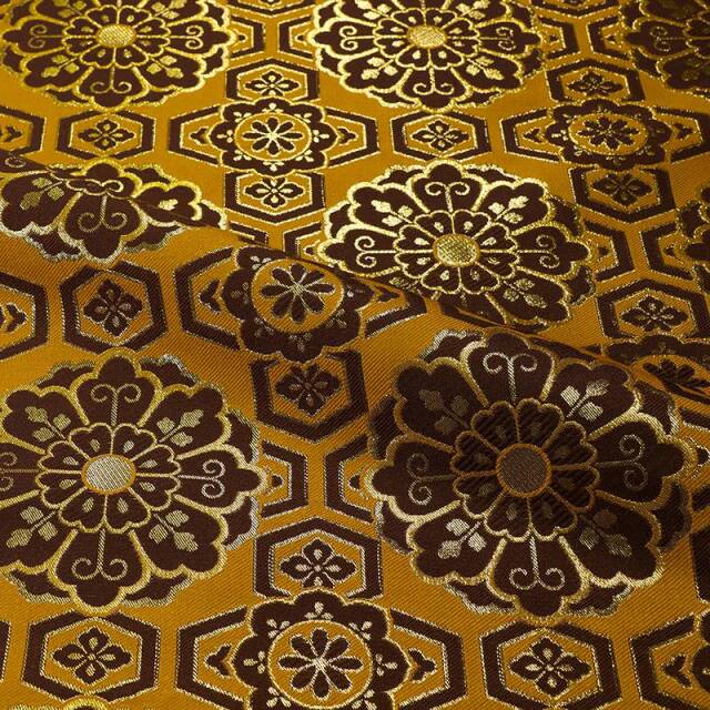 和柄 生地 金襴生地 京都 西陣織 亀甲繋ぎ大華文 (全3色) 生地巾70cm×長さ33cm単位 切り売りパネル柄