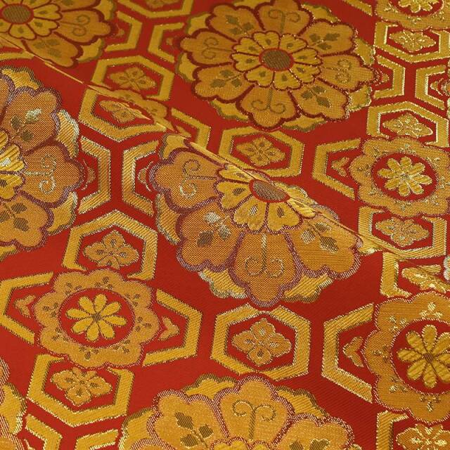 和柄 生地 金襴生地 京都 西陣織 亀甲繋ぎ大華文 (全3色) 生地巾70cm×長さ33cm単位 切り売りパネル柄