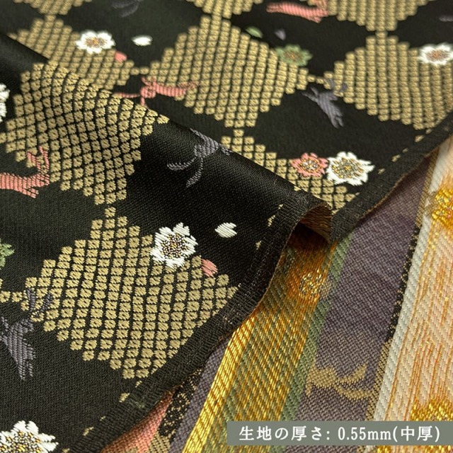 金襴生地販売 鹿の子石畳に兎（黒）金襴生地通販なら都香庵