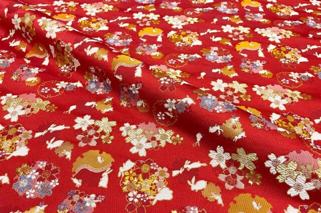 紫紅藍 寿喜屋袋 名物裂 土耳古 花文錦 金襴生地通販 兎柄の和柄生地販売なら都香庵