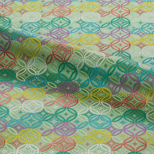 和柄 生地 京都 西陣織 金襴 生地 七宝文 (全6色) 10cm単位 切り売り