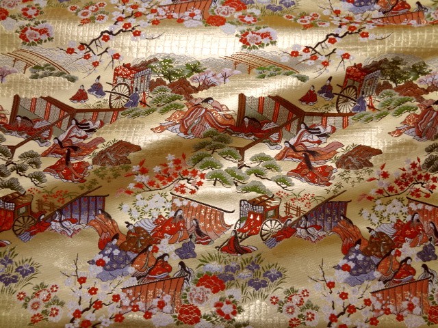 和柄生地通販 源氏絵巻（巻の二）柄の金襴生地なら都香庵