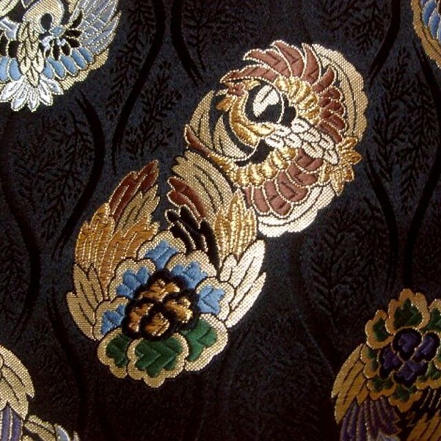 和柄 生地 京都 西陣織 金襴生地 立涌に鳳凰の丸 (全3色) 10cm単位 切り売り