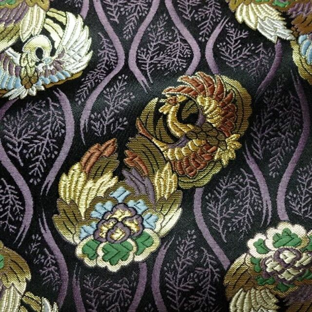 和柄 生地 京都 西陣織 金襴生地 立涌に鳳凰の丸 (全3色) 10cm単位 切り売り