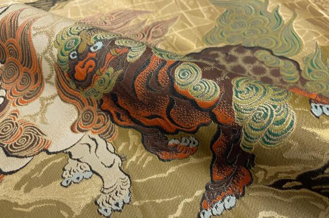 金襴生地通販唐獅子図 狩野永徳 柄 和風 生地販売なら都香庵
