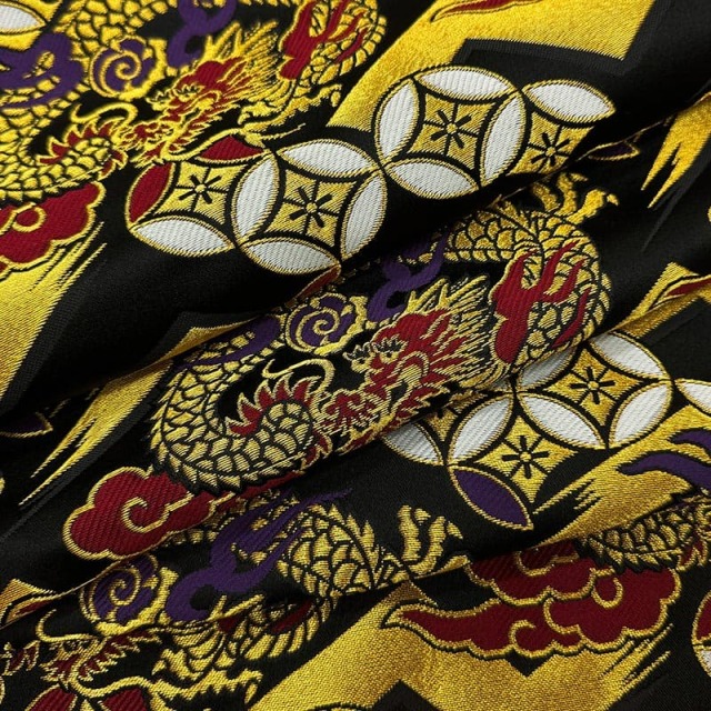 金襴生地通販菱龍に稲妻（全2色）柄 和風 生地販売なら都香庵