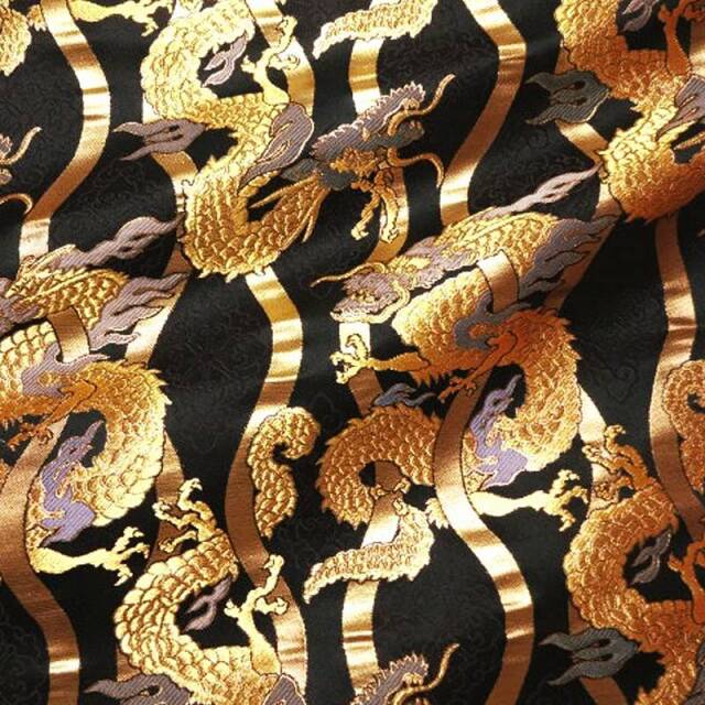 和柄 生地 京都 西陣織 金襴生地 立涌に龍 (全4色) 10cm単位 切り売り