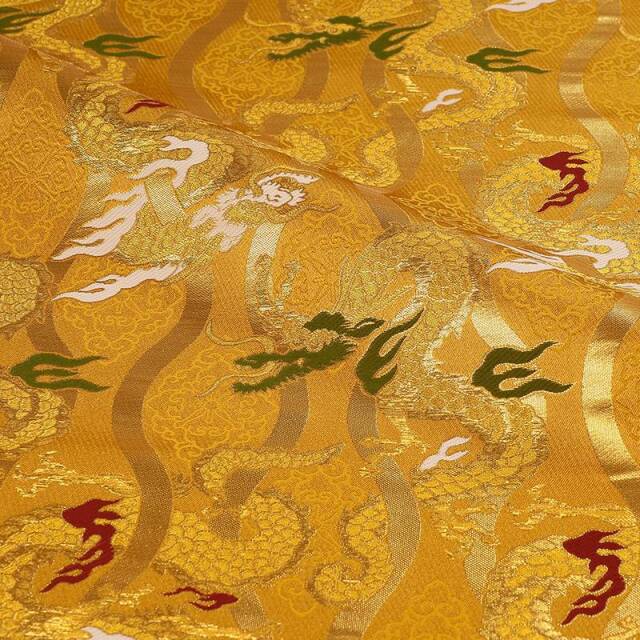和柄 生地 京都 西陣織 金襴生地 立涌に龍 (全4色) 10cm単位 切り売り
