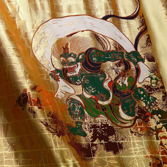 和柄 生地 京都 西陣織 金襴生地 風神雷神・大 生地巾38cm×長さ75cm単位 切り売り パネル柄