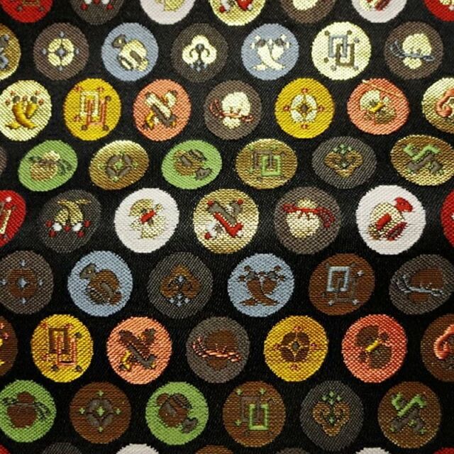 和柄 生地 京都 西陣織 金襴生地 小丸吉祥 (全2色) 10cm単位 切り売り/02.黒