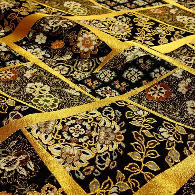 諸国伝承染織裂地帖 金襴生地販売 変わりのし鳳凰華文 (黒) 和風生地販売なら都香庵