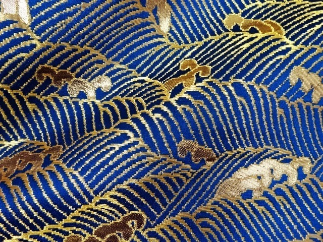 和柄 生地 京都 西陣織 金襴生地 波頭 (全6色) 10cm単位 切り売り