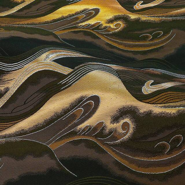 和柄生地 和柄 生地 京都 西陣織 金襴生地 波文 (全3色) 10cm単位 切り売り