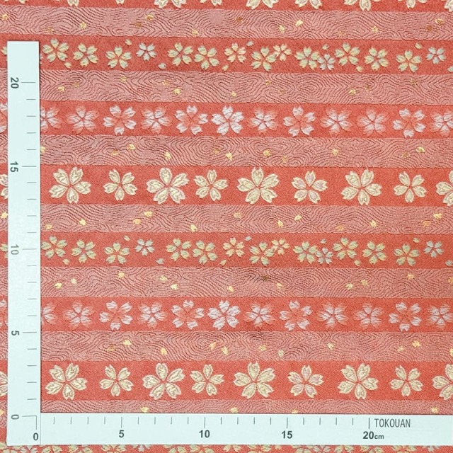 間道に桜散らし（桃）柄の生地販売なら都香庵