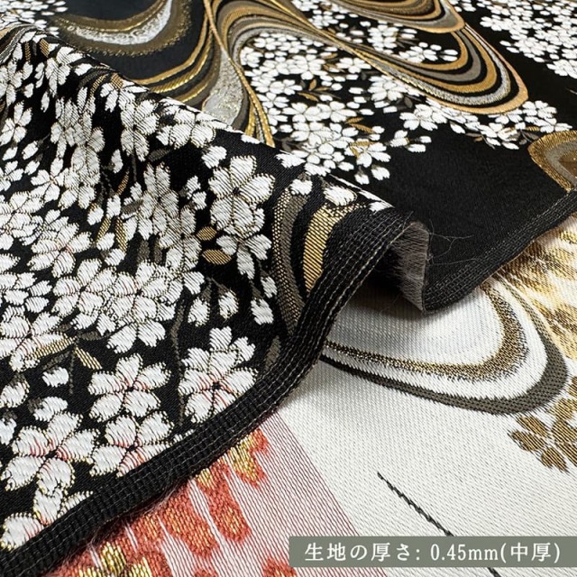 金襴生地販売 流水柄に桜 和柄生地販売なら都香庵