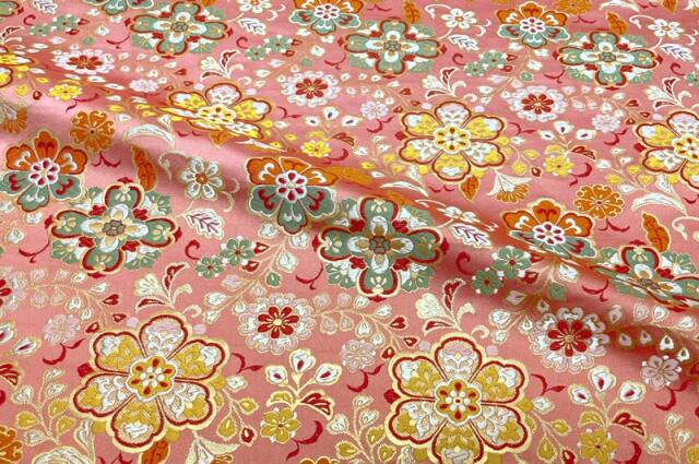 金襴生地通販 桃色華文柄の生地販売なら都香庵