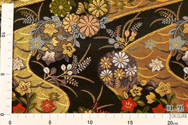 金襴生地販売 流水花の丸文柄の生地販売なら都香庵