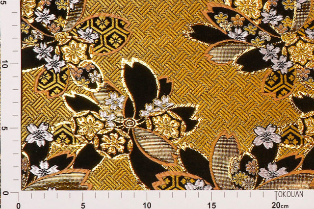 金襴生地販売 網代地舞桜（金）柄の生地販売なら都香庵