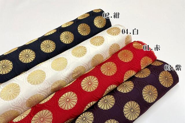 雲立涌菊花文（赤）柄の金襴生地販売なら都香庵 