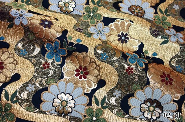 金襴織物 流水花柄の生地販売なら都香庵 金襴織物 流水花柄の生地販売なら都香庵