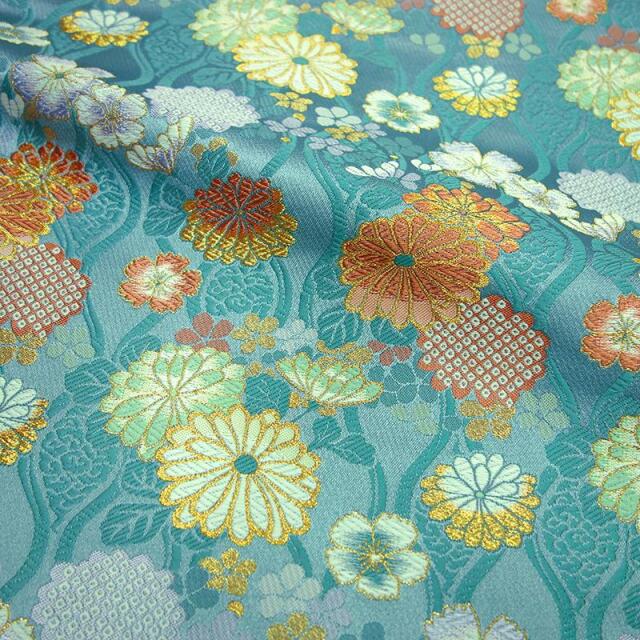 和柄 生地 金襴生地 京都 西陣織 立涌地菊花 (全3色) 10cm単位 切り売り 刀ミュ/03.新橋