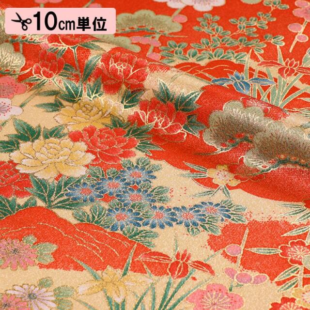 金彩友禅販売 四季草花柄の和柄生地通販なら都香庵