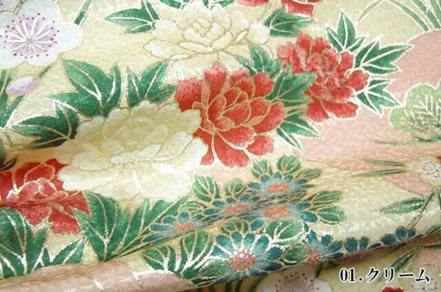 金彩友禅販売 四季草花柄の和柄生地通販なら都香庵