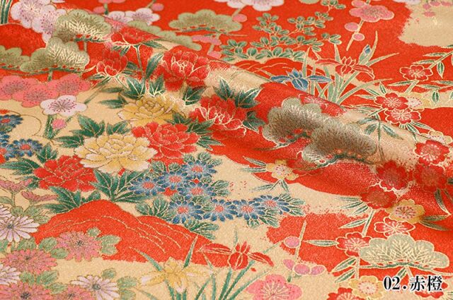 金彩友禅販売 四季草花柄の和柄生地通販なら都香庵